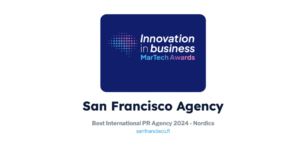 San Francisco Agency wins “Best International PR Agency 2024 - Nordics” at the MarTech Awards